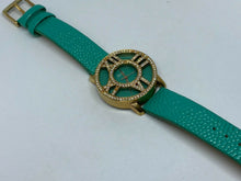 Load image into Gallery viewer, Romilly Men Lady Gold Tone Green Rhinestone Analog Quartz Watch Hour~New Battery