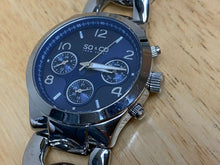 Load image into Gallery viewer, SO & CO Lady Silver Blue Thick Chain Bracelet Analog Quartz Watch Hours~New Batt