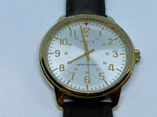 Load image into Gallery viewer, Timex Men 30m Military Dial Gold Tone Leather Analog Quartz Watch Hours~New Batt
