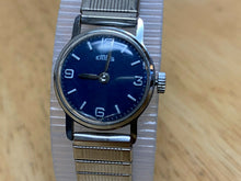 Load image into Gallery viewer, Vintage EMES Lady Rounded Silver Blue Stretch Hand-Wind Mechanical Watch Hours