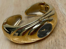 Load image into Gallery viewer, Gruen Lady Gold Tone Black Beefy Cuff Bangle Analog Quartz Watch Hour~New Batter