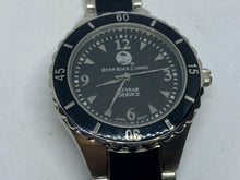 Load image into Gallery viewer, River Rock Casino 10YR Service Mens Silver Black Quartz Watch Hours~New Battery