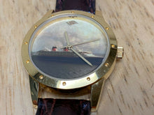 Load image into Gallery viewer, Disney Cruise Line Mens Gold Tone Leather Analog Quartz Watch Hours~New Battery
