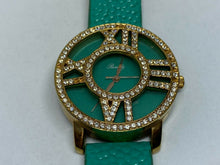 Load image into Gallery viewer, Romilly Men Lady Gold Tone Green Rhinestone Analog Quartz Watch Hour~New Battery