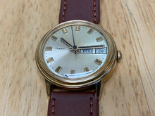 Load image into Gallery viewer, Vintage Timex Mercury Men Gold Tone Leather Hand-Wind Mechanical Watch Hour~Date
