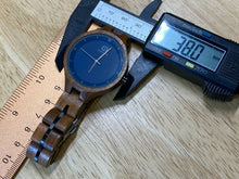 Load image into Gallery viewer, Dealenb Lady Dark Brown Solid Wood Blue Dial Analog Quartz Watch Hour~New Batter