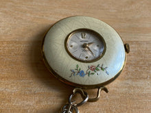 Load image into Gallery viewer, VTG Medana Enamel Flower Art Deco Hand-Wind Necklace Pendant Pocket Watch Hours