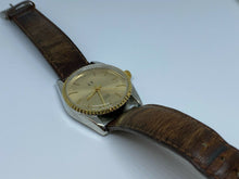 Load image into Gallery viewer, Vintage LT Men Dual Tone Fluted Bezel Leather Analog Quartz Watch Hours~New Batt