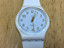Load image into Gallery viewer, Swatch Swiss IU42 Men All White Analog Quartz Watch Hours~New Battery~Broken Pin