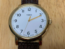 Load image into Gallery viewer, Timex Indiglo Mens 30m Gold White Leather Analog Quartz Watch Hours~New Battery