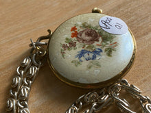 Load image into Gallery viewer, VTG Medana Enamel Flower Art Deco Hand-Wind Necklace Pendant Pocket Watch Hours