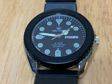Load image into Gallery viewer, VTG Waltham Mens Silver Black Diver Style Analog Quartz Watch Hours~New Battery