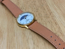Load image into Gallery viewer, Vintage Armitron Men Gold Tone Moon Phase Leather Quartz Watch Hours~New Battery