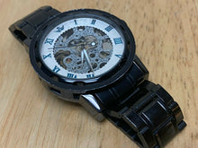 Load image into Gallery viewer, Sewor Mens Black Skeleton Roman Hand-Wind Mechanical Wind Analog Watch Hours