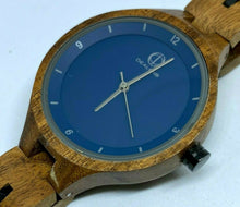 Load image into Gallery viewer, Dealenb Lady Dark Brown Solid Wood Blue Dial Analog Quartz Watch Hour~New Batter