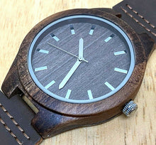 Load image into Gallery viewer, Best Man Chris Men Brown Solid Wood Leather Analog Quartz Watch Hour~New Battery