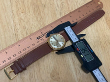 Load image into Gallery viewer, Vintage Timex Mercury Men Gold Tone Leather Hand-Wind Mechanical Watch Hour~Date