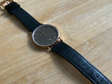 Load image into Gallery viewer, Breda Mens 30m Rose Gold Tone Leather Slim Analog Quartz Watch Hours~New Battery