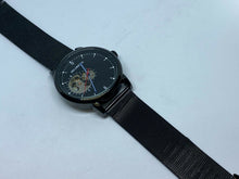 Load image into Gallery viewer, Clean MG. Orkina Men Black Skeleton Mesh Band Self-Wind Automatic Watch Hours