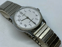 Load image into Gallery viewer, Vintage Acqua Timex Mens Silver White Stretch Hand Wind Mechanical Watch Hours