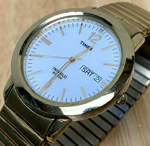 Load image into Gallery viewer, Timex Indiglo Mens 30m Gold Tone Analog Quartz Watch Hours~Day Date~New Battery