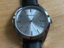 Load image into Gallery viewer, Unused BREED Mens 50m Silver Black Leather Analog Quartz Watch Hours~New Battery
