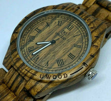 Load image into Gallery viewer, UWOOD Mens All Dark Brown Solid Wood Roman Analog Quartz Watch Hours~New Battery