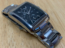 Load image into Gallery viewer, GUESS Steel Men Silver Black Rectangle Analog Quartz Watch Hour~Day Date~New Bat