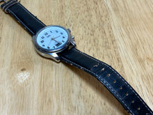 Load image into Gallery viewer, MA Mens Silver White Leather Radio Controlled Analog Digital Watch Hour~New Batt