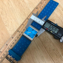 Load image into Gallery viewer, GUESS Lady Silver Blue Silicon Band Square Analog Quartz Watch Hours~New Battery