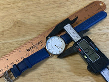 Load image into Gallery viewer, Unused Seaside Men Silver Blue Leather Analog Quartz Watch Hours~New Battery