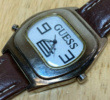 Load image into Gallery viewer, Vintage GUESS Indiglo Mens Leather Barrel Analog Quartz Watch Hours~New Battery