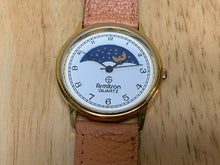 Load image into Gallery viewer, Vintage Armitron Men Gold Tone Moon Phase Leather Quartz Watch Hours~New Battery