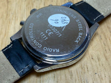 Load image into Gallery viewer, MA Mens Silver White Leather Radio Controlled Analog Digital Watch Hour~New Batt