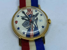 Load image into Gallery viewer, VTG Democratic Donkey Dial By Timex Hand-Wind Mechanical Watch Hours~Run & Stop