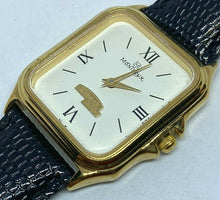 Load image into Gallery viewer, VTG Montreux Jostens Men Gold Tone Rectangle Analog Quartz Watch Hour~New Batter