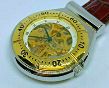 Load image into Gallery viewer, VTG Majesti Men 17 Jewels Dual Tone Skeleton Hand-Wind Snap-on Pocket Watch Hour