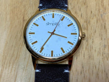 Load image into Gallery viewer, Unused Simplify Men 30m Gold Tone Leather Analog Quartz Watch Hours~New Battery