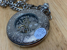 Load image into Gallery viewer, Nice Winner Mens Silver Half Hunter Roman Skeleton Hand-Wind Pocket Watch Hours