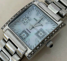 Load image into Gallery viewer, Anne Klein Lady 8 Real Diamonds Square Quartz Watch Hours~Day Date~New Battery