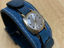 Load image into Gallery viewer, Vintage Timex Lady Gold Tone Leather Bund Band Hand-Wind Mechanical Watch Hours