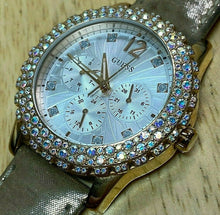 Load image into Gallery viewer, GUESS Lady Gold Tone Steel Rhinestone Analog Quartz Watch Hour~Date Day~New Batt