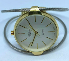 Load image into Gallery viewer, Unused Eikon Lady Dual Tone Wire Cuff Bangle Analog Quartz Watch Hour~New Batter