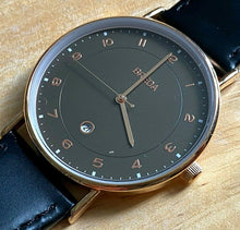 Load image into Gallery viewer, Breda Mens 30m Rose Gold Tone Leather Slim Analog Quartz Watch Hours~New Battery