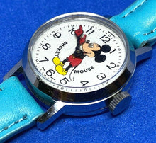 Load image into Gallery viewer, VTG Disney Mickey Bradley Lady Silver Leather Hand-Winding Mechanical Watch Hour