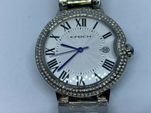Load image into Gallery viewer, Unused Epoch Lady Silver Rhinestone Roman Analog Quartz Watch Hours~New Battery