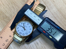 Load image into Gallery viewer, Timex Indiglo Men 30m Gold-White Stretch Analog Quartz Watch Hours~Date~New Batt