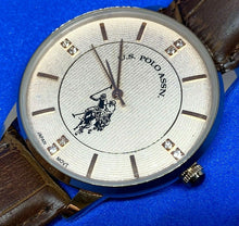 Load image into Gallery viewer, Unused U.S. Polo Assn Men Rose Gold Leather Analog Quartz Watch Hour~New Battery