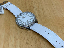 Load image into Gallery viewer, Unused GUESS Lady Large Face Rhinestone Leather Analog Quartz Watch Hour~New Bat
