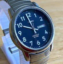 Load image into Gallery viewer, Timex Indiglo Men 50m Silver Black Stretch Analog Quartz Watch Hours-New Battery